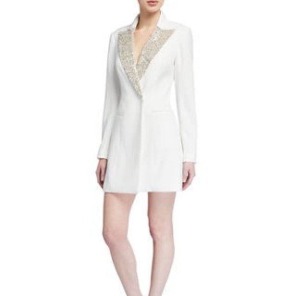 Ace Long-Sleeve Sequin-Collar Blazer Dress